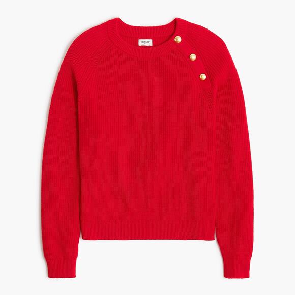 J.Crew Sweater Women’s Button Raglan Crewneck Cotton Blend CF318 Size Medium New - Picture 1 of 15